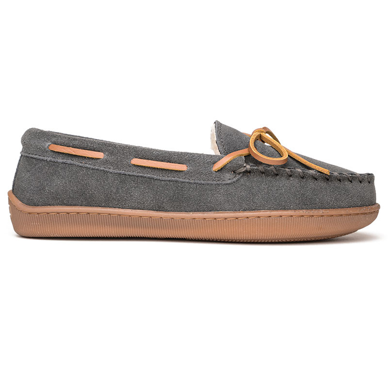 Minnetonka 3507 Women's PILE LINED HARDSOLE Charcoal Slippers