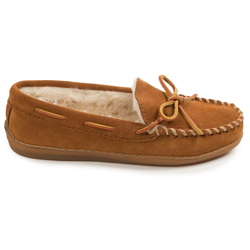 Minnetonka 3502 Women's PILE LINED HARDSOLE Brown Slippers