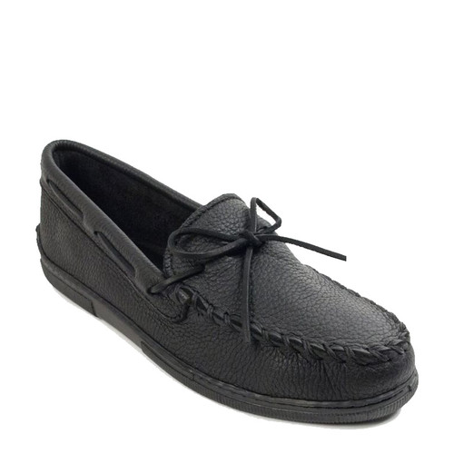 Minnetonka 890W Mocassini Uomo In Pelle D'Alce – Colore Naturale, Suola In Gomma, Fatti A Mano, Taglia 40.5 EU