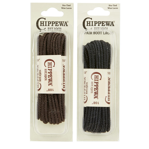 Chippewa AUTHENTIC Sta-Tied Waxed Boot Laces 108" One Pair - Brown or Black