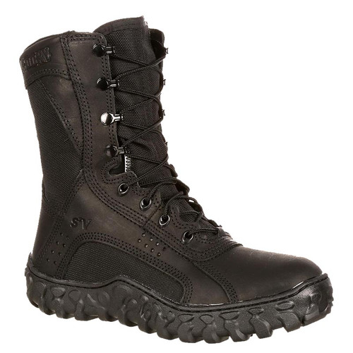 black tactical combat boots