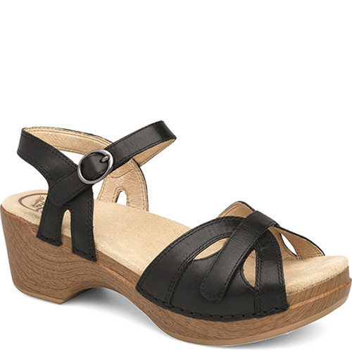 Dansko SOPHIE Black Full Grain Sandals - Family Footwear Center