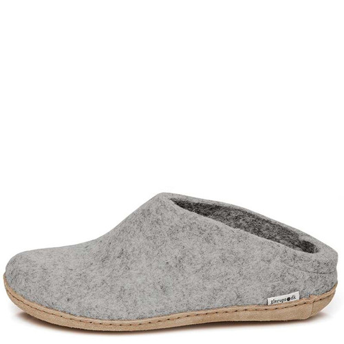 SLIP-ON LEATHER SOLE Slippers Gray 