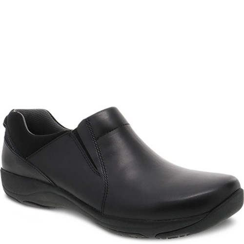 black leather slip resistant shoes