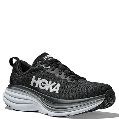 Hoka 1123202 Men's BONDI 8 Road Running Shoes Black White - Family