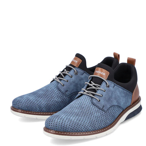 Chaussures Rieker Homme - Modèle 14402 - Oxford Plat En Cuir - Semelle Caoutchouc - Confort Anti-stress - 7