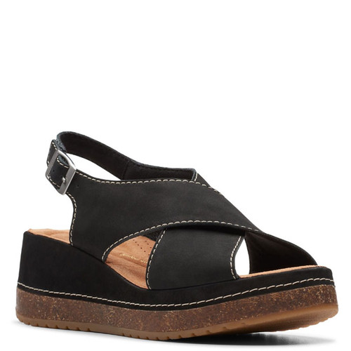 Clarks 26177299 KASSANDA STEP Black Nubuck Sandals