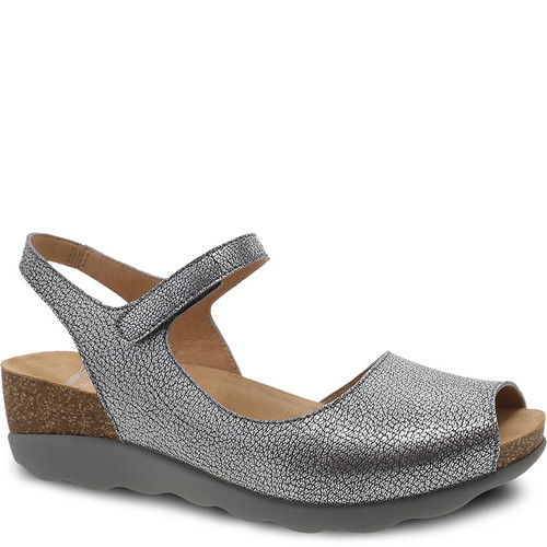 Dansko MARCY Pewter Metallic Leather Sandals