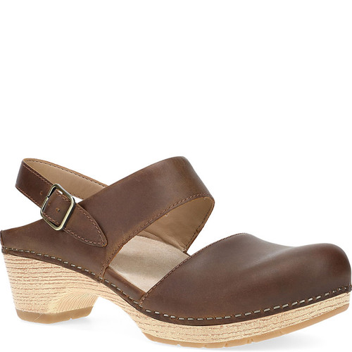 Dansko LUCIA Tan Oiled Pull Up Clogs