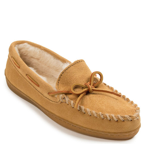 Minnetonka 3501 Women's PILE LINED HARDSOLE Tan Slippers