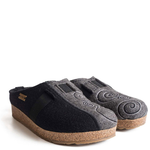 Haflinger MAGIC Slipper Clogs Black Grey