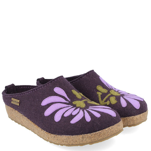 Haflinger Blooming Slipper Clogs Eggplant