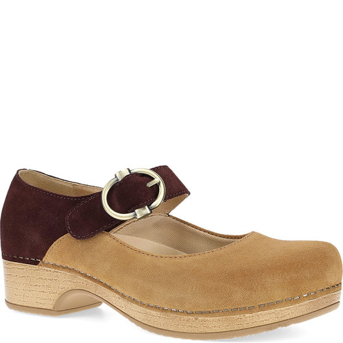Dansko BONNY Mary Jane Tan Mulberry Burnished Nubuck Clogs