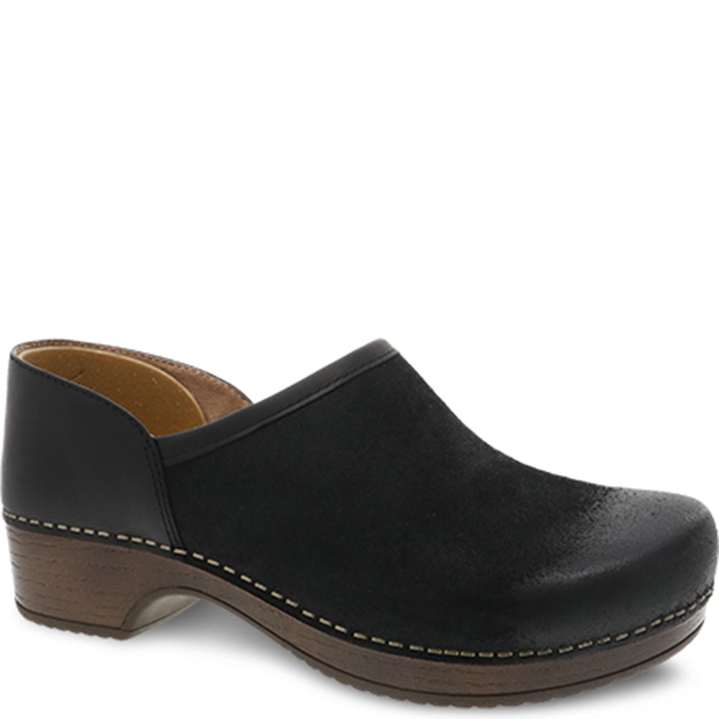 black suede clogs