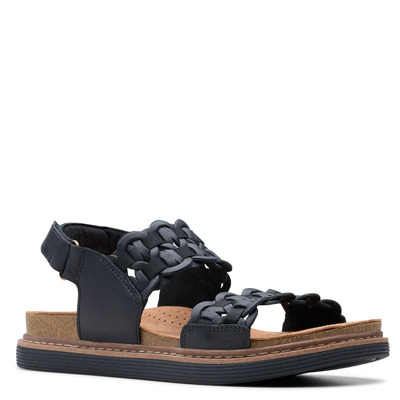 Clarks ARWELL GLIDE Black Combination Sandals - Family Footwear Center