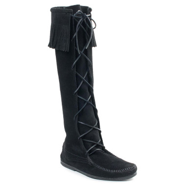 Minnetonka 1929 Men's Knee-High Lace Black Boots - Family Footwear