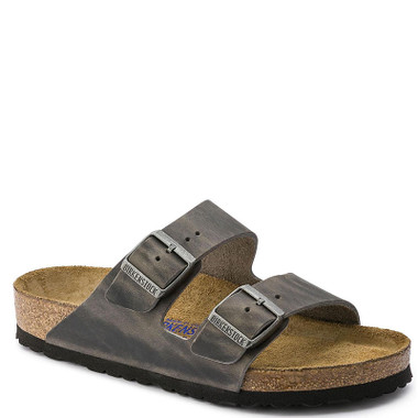 Birkenstock ARIZONA SOFT FOOTBED Iron Oiled Leather Sandals BIR-552801-0020-IRON