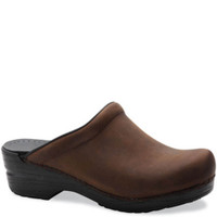 Dansko SONJA BROWN OILED Backless Clogs