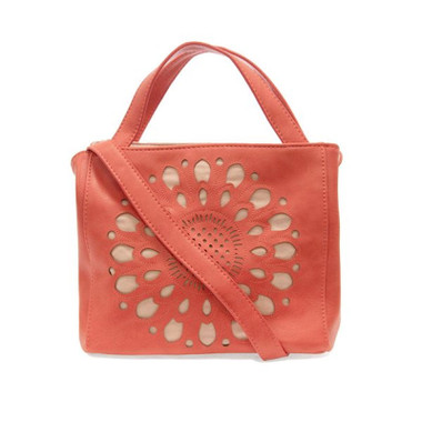 Joy Susan FLORA LASER CUT Crossbody Tote Living Coral JOY-L8225-135-7764-135