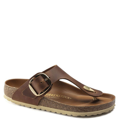 Birkenstock GIZEH BIG BUCKLE Cognac Oiled Leather Sandals - Family