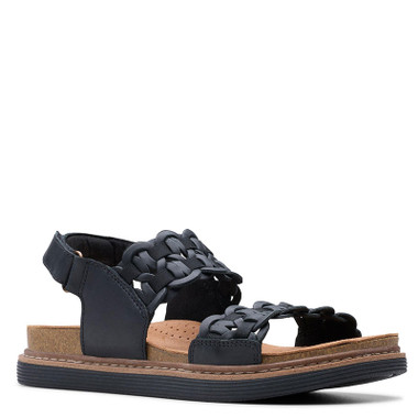 Clarks ARWELL GLIDE Black Combination Sandals - Family Footwear Center