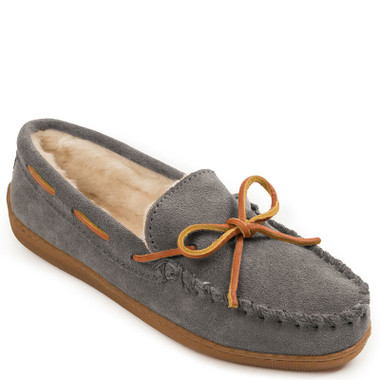 Minnetonka 3507 Women's PILE LINED HARDSOLE Charcoal Slippers