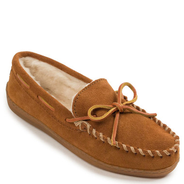 Minnetonka 3502 Women's PILE LINED HARDSOLE Brown Slippers