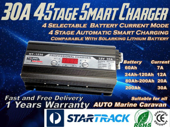 7A 12A 20A 30A Selectable 4 Stage Smart Battery Charger 240V to12V free delivery