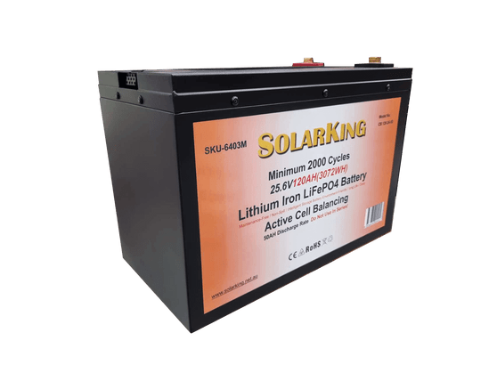 25.6V 120AH SolarKing Lithium Iron Metal Case CB-120-24-50