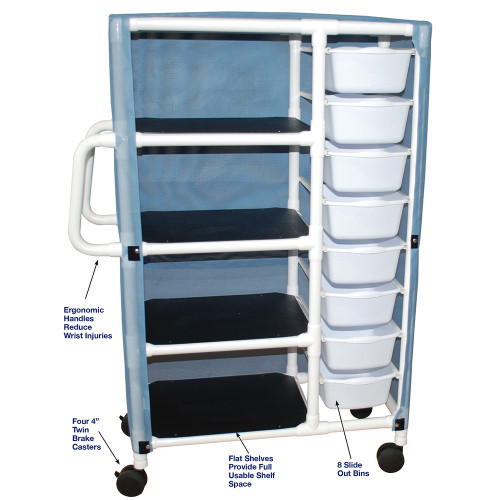 Combo Specialty Cart - 8 bins/4 shelves