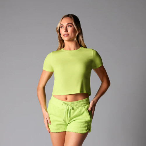 Ribbed Tee in Lime