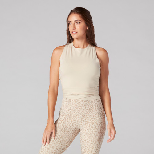 Wrap Around Cropped Tank in Latte