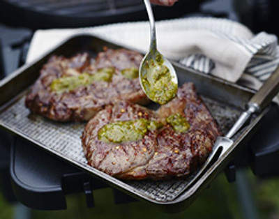 Barbequed Steak with Chimichurri Sauce