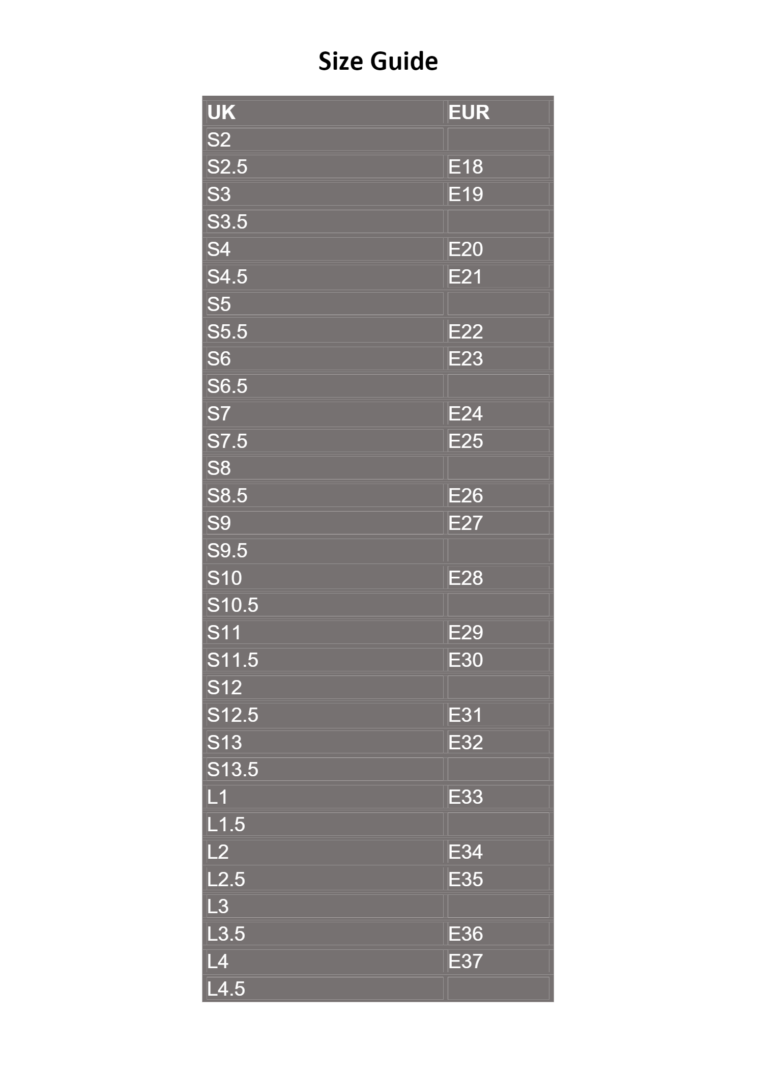 i dag kort kolbe Size Guide