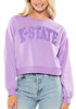 Womens Lavender K-State Wildcats Cropped Sport Crew Sweatshirt