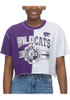 K-State Wildcats Crop Patchwork Short Sleeve T-Shirt - Purple