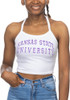 Womens White K-State Wildcats Crop Halter Tank Top