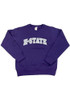 Youth Purple K-State Wildcats Arched Wordmark Long Sleeve Crew Sweatshirt