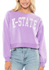 Womens Lavender K-State Wildcats Cropped Crew Sweatshirt