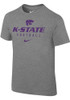 Boys K-State Wildcats Grey Nike Team Issue Short Sleeve T-Shirt