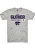 Ques Glover Ash K-State Wildcats NIL Stacked Box Short Sleeve T Shirt