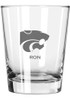 White K-State Wildcats Personalized Laser Etched 15oz Double Old Fashioned Rock Glass