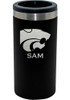 Black K-State Wildcats Personalized Laser Etched 12oz Slim Can Coolie