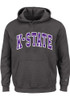 Mens Charcoal K-State Wildcats Arch Twill Big and Tall Hooded Sweatshirt