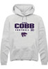 Teagan Cobb Rally Mens White K-State Wildcats NIL Stacked Box Hooded Sweatshirt