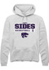 Taryn Sides Rally Mens White K-State Wildcats NIL Stacked Box Hooded Sweatshirt