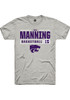 Taj Manning Ash K-State Wildcats NIL Stacked Box Short Sleeve T Shirt