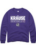 Trey Krause Rally Mens Purple K-State Wildcats NIL Stacked Box Crew Sweatshirt