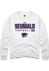 Uso Seumalo Rally Mens White K-State Wildcats NIL Stacked Box Crew Sweatshirt