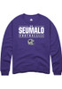 Uso Seumalo Rally Mens Purple K-State Wildcats NIL Stacked Box Crew Sweatshirt